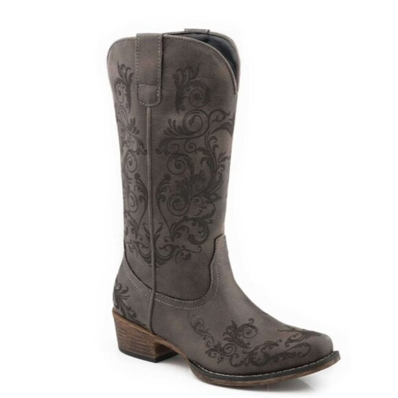 Roper Womens Vintage Black Faux Leather Western Boots Size 6.5 - Picture 1 of 12